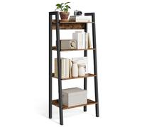 VASAGLE Étagère Échelle, Bibliothèque à 4 Niveaux, Meuble de Rangement sur Pied, Bureau, Salon, Chambre, Cuisine, Style Industriel, Marron Rustique et Noir LLS054X01