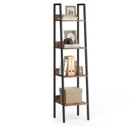 VASAGLE ÉtagÈre Échelle, BibliothÈque À 4 Niveaux, Meuble de Rangement sur Pied, Bureau, Salon, Chambre, Cuisine, Style Industriel, Marron Rustique et Noir LLS108B01