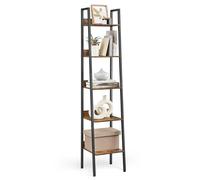 VASAGLE Étagère Échelle, Bibliothèque à 5 Niveaux, Meuble de Rangement sur Pied, Bureau, Salon, Chambre, Cuisine, Style Industriel, Marron Rustique et Noir LLS109B01