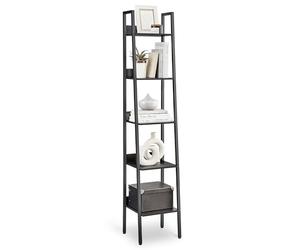 VASAGLE Étagère Échelle, Bibliothèque à 5 Niveaux, Meuble de Rangement sur Pied, Bureau, Salon, Chambre, Cuisine, Style Industriel, Noir Boisé LLS109B56