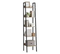 VASAGLE Étagère Échelle, Bibliothèque à 5 Niveaux, Meuble de Rangement sur Pieds, Bureau, Salon, Chambre, Cuisine, Style Industriel, Marron Camel et Noir LLS109B50V2