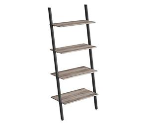 VASAGLE étagère échelle, meuble de rangement à 4 niveaux, bibliothèque, étagère inclinée, pour salon, cuisine, bureau, cadre en acier, stable, grège et noir LLS043B02
