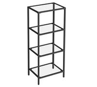 VASAGLE Étagère en Verre trempé à 4 Niveaux pour Salle de Bain, Salon, Chambre à Coucher, Bureau, Noir LGT028B61