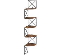 VASAGLE Étagère Murale à 5 Niveaux, Meuble d’Angle, Bibliothèque, Marron Rustique et Noir LLS851B01