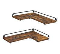 VASAGLE Étagère Murale en Forme de L, Lot de 2, Tablette Flottante, Style Industriel, Marron Rustique et Noir