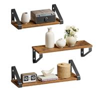 VASAGLE Étagère Murale, Lot de 2, Tablette Flottant, 2 Façons de Montage | Étagère de Rangement Suspendue, pour Salon, Cuisine, Bureau, Salle de Bain, Marron et Noir, Collection COLEX LWS062K01