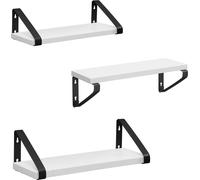 VASAGLE Etagère murale, lot de 3, étagère flottante, montage mural, étagère pour présentoir, design industriel, pour salon, salle de bain, cuisine, blanc-noir