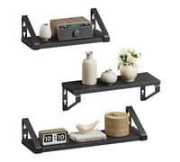 VASAGLE Étagère Murale, Lot de 3, Tablette Flottant, 2 Façons de Montage | Étagère de Rangement Suspendue, pour Salon, Cuisine, Bureau, Salle de Bain, Beige et Noir, Collection COLEX LWS033B02