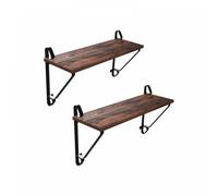 Vasagle étagère murale marron 2 pièces, avec cadre noir, 60 x 20 x 32 cm