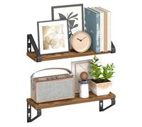 VASAGLE Étagère Murale, Tablette Flottante, Lot de 2, 2 Façons de Montage, 40 cm, pour Salon, Cuisine, Bureau, Salle de Bain, Marron Rustique et Noir Mat LWS042K01