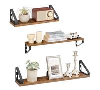 VASAGLE Étagère Murale, Tablette Flottante, Lot de 3, 2 Façons de Montage, Étagère de Rangement Suspendue, pour Salon, Cuisine, Bureau, Salle de Bain, Marron Rustique et Noir Mat LWS043K01