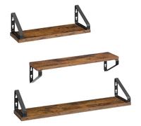 Vasagle Étagère Murale, Tablette Flottante, Lot De 3, 2 Façons De Montage, Étagère De Rangement Suspendue, Pour Salon, Cuisine, Bureau, Salle De Bain, Marron Rustique Et Noir Mat