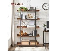 VASAGLE Bibliothèque, étagère à 5 étages, étagères de Rangement spacieuses, Montage Facile, Salon, Chambre à Coucher, Bureau à Domicile, Industrie, Marron Rustique et Noir LLS110B01