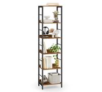 VASAGLE Étagère sur 6 Niveaux, Bibliothèque, Meuble de Rangement, 30 x 40 x 178 cm, avec Panneaux Arrière, Style Industriel, pour Salon, Étude, Bureau, Marron Rustique et Noir d'encre LLS168KD01