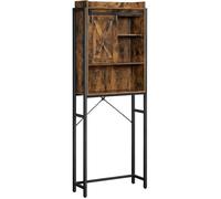VASAGLE Étagère WC, cadre en acier, 64 x 23,5 x 170 cm, Etagère de salle de bain, style industriel, Marron Rustique, Noir