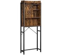 VASAGLE Étagère WC, Meuble de Rangement pour Machine à Laver, Placard, Cadre en Acier, Stable, Montage Facile, Style Industriel, 64 x 23,5 x 170 cm, Marron Rustique et Noir BTS003B01