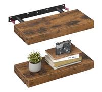VASAGLE Étagère Murale, Tablette Flottante, Étagère Suspendue, pour Livres, Photos, décoration, 40 x 20 x 3,8 cm, en MDF, pour Salon, Cuisine, entrée, Chambre, Salle de Bain, Marron Rustique LWS24BX