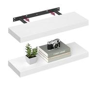 VASAGLE Étagères Murales, Lot de 2, Tablettes Flottantes, 20 x 60 x 3,8 cm, Étagères Suspendues pour Cadres Photo, Décoration, Rangement pour Salon, Bureau, Cuisine, Blanc Neige LWS026WE01-2J