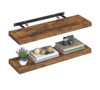 VASAGLE Étagères Murales, Lot de 2, Tablettes Flottantes, 20 x 80 x 3,8 cm, Étagères Suspendues pour Cadres Photo, Décoration, Rangement pour Salon, Bureau, Cuisine, Marron Rustique LWS028B01