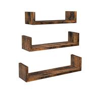 VASAGLE Étagères murales, Lot de 3, Étagères flottantes décoratives, en Forme de U, Style Industriel, pour Salon, Chambre, Bureau, Marron Rustique LWS034X01