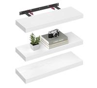 VASAGLE Étagères Murales, Lot de 3, Tablettes Flottantes, 20 x 60 x 3,8 cm, Étagères Suspendues pour Cadres Photo, Décoration, Rangement pour Salon, Bureau, Cuisine, Blanc Neige LWS026WE01-3J