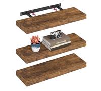 VASAGLE Étagères Murales, Lot de 3, Tablettes Flottantes, 20 x 60 x 3,8 cm, Étagères Suspendues pour Cadres Photo, Décoration, Rangement pour Salon, Bureau, Cuisine, Marron Rustique LWS026T01