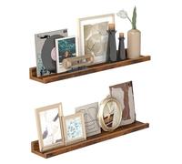 VASAGLE Étagères Murales Suspendues, Lot de 2, Tablettes Flottantes, Largeur 60 cm, avec Bords Hauts, pour Cadres Photos, Décoration, Épices, pour Cuisine, Salon, Marron Rustique LWS064K01