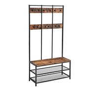 VASAGLE Vestiaire Style Industriel, avec Banc à chaussures, Meuble d'entrée, 100 x 40 x 186 cm HSR86BX