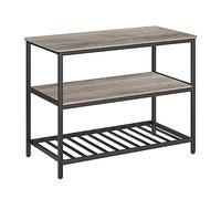 VASAGLE Îlot de Cuisine avec Grand Plan de Travail, Étagère de Cuisine à 3 Niveaux, Cadre en Acier, 60 x 120 x 90 cm, Style Industriel, Montage Facile, Grège et Noir KKI001B02