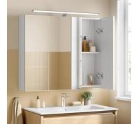 VASAGLE Kailyn Collection - Armoire Murale à 3 Portes Miroir avec Éclairage, Meuble de Salle de Bain, Étagères Réglables, Style Moderne, 15 x 70 x 60 cm, Blanc Nuage BBK139WB01