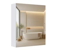 VASAGLE Kailyn Collection - Armoire Murale Salle de Bain, 1 Porte Miroir, Style Moderne, 13 x 50 x 60 cm, Blanc BBK012WB01