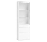 VASAGLE Kailyn Collection - Bibliothèque, Armoire Haute, Buffet, 3 Tiroirs, Étagères Réglables, Hauteur 180 cm, pour Salon, Chambre, Bureau, Moderne, Gain de Place, Blanc Neige LBC188W01
