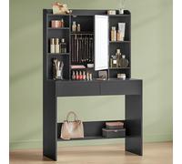 VASAGLE Kailyn Collection - Coiffeuse avec Grand Miroir LED, Table de Maquillage, 2 Tiroirs, Style Moderne, Noir RDT123B01