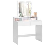 VASAGLE Kailyn Collection - Coiffeuse, Miroir LED, Éclairage 3 Couleurs Réglable, Table de Maquillage avec Miroir, 2 Tiroirs et 3 Compartiments, Coin Beauté, Style Moderne, Blanc RDT114WB01