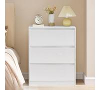 VASAGLE Kailyn Collection - Commode Chambre 3 Tiroirs, Armoire de Rangement, Meuble à Vêtements, 40 x 60 x 75 cm, Style Moderne, Blanc Neige LTS613WE01