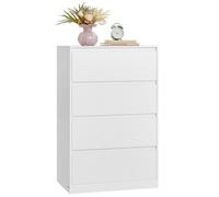 VASAGLE Kailyn Collection - Commode Chambre 4 Tiroirs, Armoire de Rangement, Meuble à Vêtements, 40 x 60 x 97,4 cm, Blanc Neige