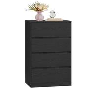 VASAGLE Kailyn Collection - Commode Chambre 4 Tiroirs, Armoire de Rangement, Meuble à Vêtements, 40 x 60 x 97,4 cm, Style Moderne, Noir Boisé LTS614BE05
