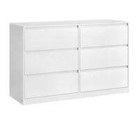 VASAGLE Kailyn Collection - Commode Chambre 6 Tiroirs, Armoire de Rangement, Meuble à Vêtements, 40 x 119,4 x 75 cm, Blanc Neige