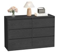 VASAGLE Kailyn Collection - Commode Chambre 6 Tiroirs, Armoire de Rangement, Meuble à Vêtements, 40 x 119,4 x 75 cm, Style Moderne, Noir Boisé LTS616B01