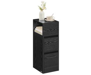 VASAGLE Kailyn Collection - Table de Chevet Étroite, Table d’Appoint, 2 Tiroirs, Compartiment Ouvert, Montage à Gauche ou à Droite, Chambre, Moderne, Noir d'encre LET656B56V1