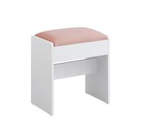 VASAGLE Kailyn Collection - Tabouret de Coiffeuse, Chaise Rembourrée de Maquillage, Repos-Pieds, en Velours, Patins Antidérapants, pour Chambre, Dressing, Entrée, Blanc Mat et Rose Bonbon RDS001W01