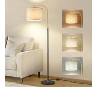 VASAGLE Lampadaire, Lampe Arc sur Pied, Hauteur Réglable de 150 à 175 cm, Style Moderne, Interrupteur à Pied, Abat-Jour en Tissu, Douille E27, Noir Mat LFL006BD02