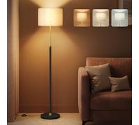 VASAGLE Lampadaire, Lampe sur Pied, Hauteur Réglable de 140 à 170 cm, Style Moderne, Interrupteur à Pied, Abat-Jour en Tissu, Douille E27, Doré et Noir LFL002B02