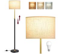 Vasagle Lampadaire, Lampe Sur Pied, Hauteur Réglable De 140 À 170 Cm, Style Moderne, Interrupteur À Pied, Abat-Jour En Tissu, Douille E27, Doré Et Noir or