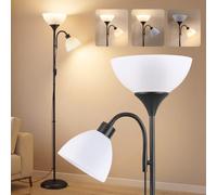 VASAGLE Lampadaire LED avec Liseuse, Lampe de Lecture sur Pied avec Bras Réglable, en Fer, 38,5 x 23,5 x 176 cm, Noir Mat, pour Salon et Bureau, Collection Lusia LFL019B102