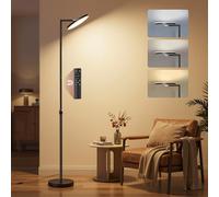 VASAGLE Lampadaire LED Réglable en Hauteur, Lampe sur Pied 36 W, Tête Orientable, pour Chambre, Bureau, Minuterie, Fonction Mémoire, Commande par Boutons et Télécommande, Noir Mat LFL008BD02