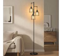 VASAGLE Lampadaire sur Pied, Lampe sur Pied, avec 3 Ampoules, Intensité Réglable, Abat-Jour en Métal, 3 Douilles E27, Noir d'Encre LFL013BD02