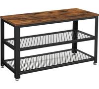 VASAGLE LBS73X Banc à chaussures avec 2 étagères grillagées pour ranger les chaussures, 30 x 73 x 45 cm, pour entrée, couloir, salon, cadre métallique