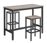 VASAGLE LBT015B02 Lot de 2 tabourets de Bar avec chaises de Bar, Table de Cuisine et chaises de Cuisine industrielles 120 x 60 x 90 cm Greige-Noir LBT015B02