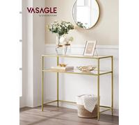 VASAGLE LGT025A01 Table console, table d'entrée, Bench Point, plateau en verre trempé, montage facile, pieds réglables, pour le salon,